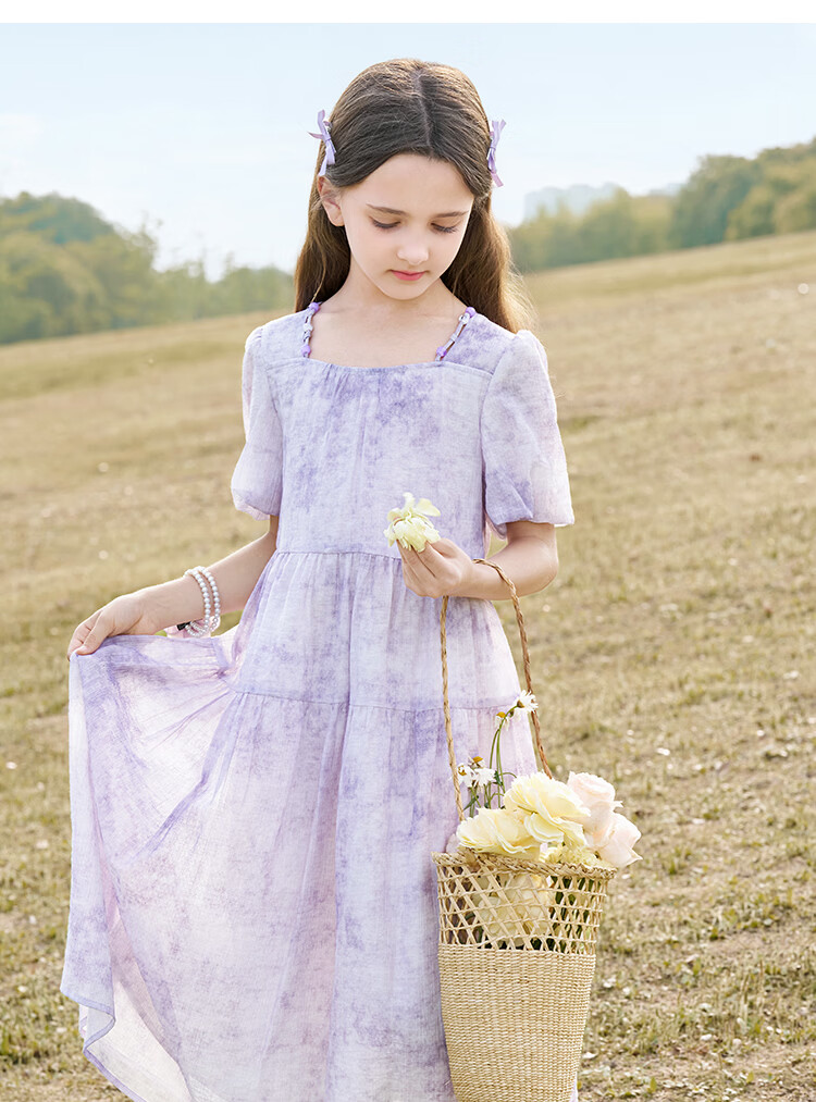 CHANZUIGOU Kids Purple Dress 2026 Spring New Stylish Children's Princess Dress Beach Vacation Dress 17